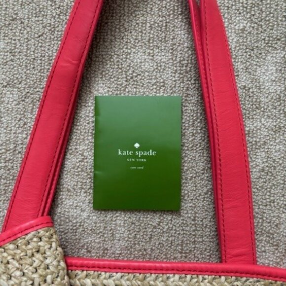 Kate Spade New York BELLE PLACE Woven STRAW BOW TOTE Handbag Purse - Picture 12 of 12